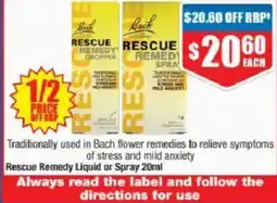 Chemist Warehouse Rescue Remedy Liquid or Spray offer