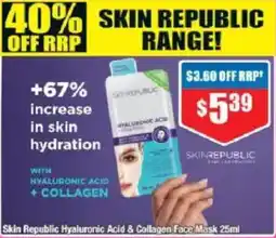 Chemist Warehouse Skin Republic Hyaluronic Acid & Collagen Face Mask offer