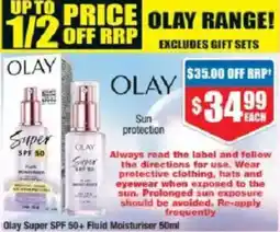 Chemist Warehouse Olay Super SPF 50+ Fluid Moisturiser offer