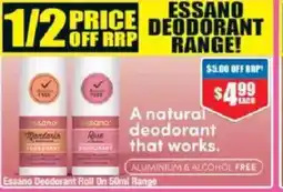 Chemist Warehouse Essano Deodorant Roll On Range offer