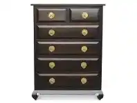 LivingStyles Wowoni Solid Mahogany Timber 6 Drawer Tallboy - Chocolate offer