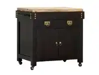 LivingStyles Cucina Solid Mahogany Timber Large Butcher Block Kitchen Island with Castors - Chocolate offer