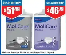 Chemist Warehouse Molicare Premium Mobile 10 or 8 Drops Size offer