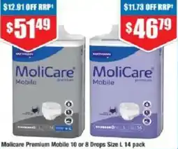 Chemist Warehouse Molicare Premium Mobile 10 or 8 Drops Size offer