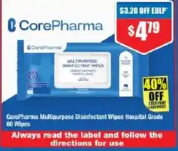 Chemist Warehouse CorePharma Multipurpose Disinfectant Wipes Hospital Grade 80 Wipes offer