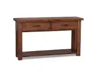 LivingStyles Paris Solid Tasmanian Oak Timber Sofa Table - Teak Stain offer
