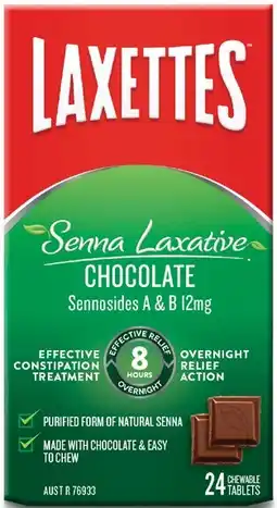 Soul Pattinson Chemist Laxettes Senna Chocolate 24 Squares offer