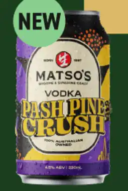 Dan Murphy's Matsos vodka pash pine crush cans offer