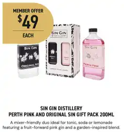 Dan Murphy's Sin gin distillery perth pink and original sin gift pack offer