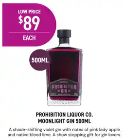 Dan Murphy's Prohibition liquor co moonlight gin offer