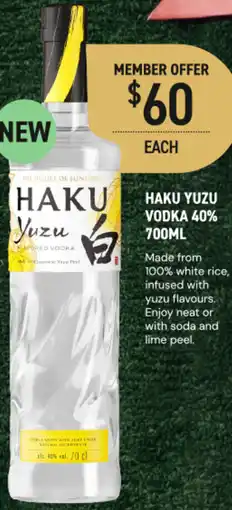 Dan Murphy's Haku yuzu vodka 40% offer