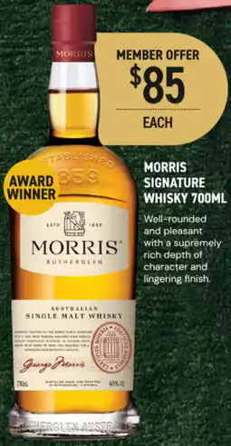 Dan Murphy's Morris signature whisky offer