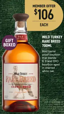 Dan Murphy's Wild turkey rare breed offer