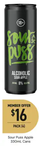 Dan Murphy's Sour puss apple cans offer