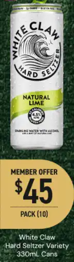 Dan Murphy's White claw hard seltzer variety cans offer
