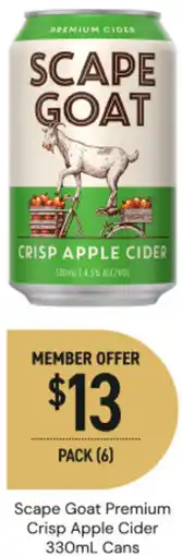 Dan Murphy's Scape goat premium crisp apple cider cans offer