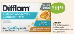 Pharmacy Best Buys Difflam Anti-Inflammatory + Antibacterial Honey Lemon Flavour offer