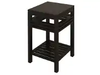 LivingStyles Holland Solid Mahogany Timber Side Table with Shlef, Chocolate offer