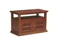 LivingStyles Ruji Mahogany Timber 2 Door TV Stand, 97cm, Mahogany offer