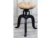 LivingStyles Hako Industrial Adjustable Timber Seat Iron Kitchen Stool offer