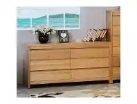 Martina Tasmanian Oak Timber 6 Drawer Dresser, Wheat