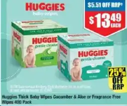 Chemist Warehouse Huggies Thick Baby Wipes Cucumber & Aloe or Fragrance Free Wipes offer