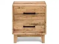 LivingStyles Portland Recycled Pine Timber 2 Drawer Bedside Table offer