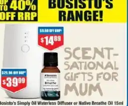 Chemist Warehouse Bosisto's Simply Oil Waterless or Native Breathe Oil offer