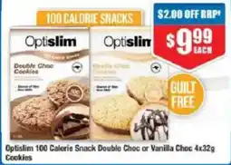 Chemist Warehouse Optislim 100 Calorie Snack Double Choc or Vanilla Choc Cookies offer