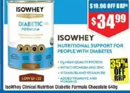 Chemist Warehouse IsoWhey Clinical Nutrition Diabetic Formula Chocolate offer