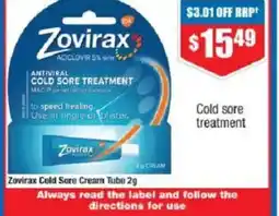 Chemist Warehouse Zovirax Cold Sore Cream Tube offer