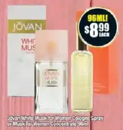 Chemist Warehouse Jovan White Musk for Women Cologne Spray or Musk for Women Concentrate offer
