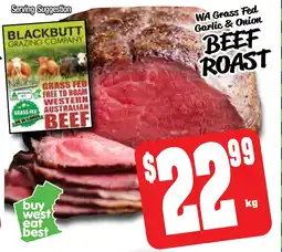 Farmer Jack's Wa grass fed garlic & onion beef roast offer