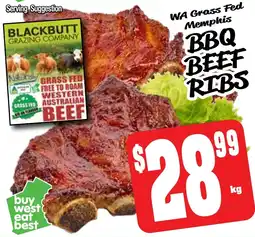 Farmer Jack's Wa grass fed memphis bbq beef ribs offer