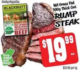 Farmer Jack's Wa grass fed thick cut rump steak offer