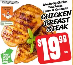 Farmer Jack's Wandering chicken free range lemon & coriander chicken breast steak offer