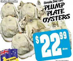 Farmer Jack's Plump plate oysters offer