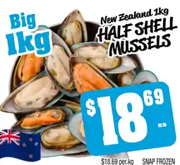 Farmer Jack's Half shell mussels offer