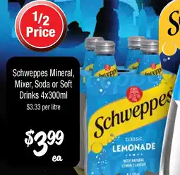 Farmer Jack's Schweppes Mineral, Mixer, Soda or Soft Drinks offer