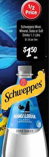 Farmer Jack's Schweppes Mixer, Mineral, Soda or Soft Drinks offer