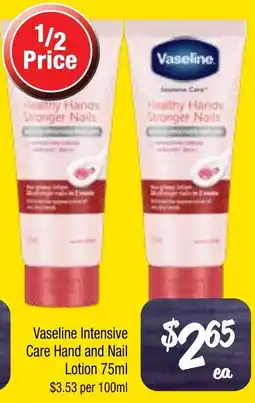 Farmer Jack's Vaseline Intensive Care Hand and Nail Lotion offer