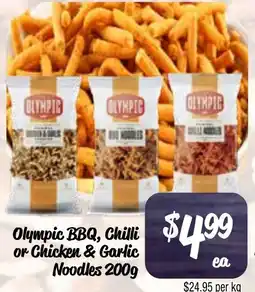 Farmer Jack's Olympic BBQ, Chilli or Chicken & Garlic Noodles offer