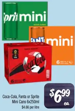 Farmer Jack's Coca-Cola, Fanta or Sprite Mini Cans offer