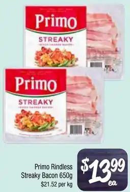 Farmer Jack's Primo Rindless Streaky Bacon offer