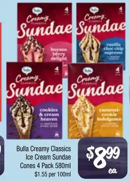 Farmer Jack's Bulla Creamy Classics Ice Cream Sundae Cones offer