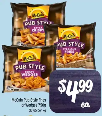Farmer Jack's McCain Pub Style Fries or Wedges offer