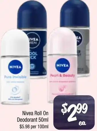 Farmer Jack's Nivea Roll On Deodorant offer