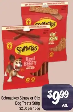 Farmer Jack's Schmackos Strapz or Stix Dog Treats offer