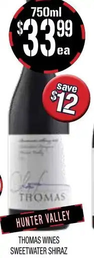 Farmer Jack's Thomas wines sweetwater shiraz offer