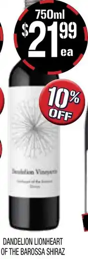 Farmer Jack's Dandelion lionheart of the barossa shiraz offer